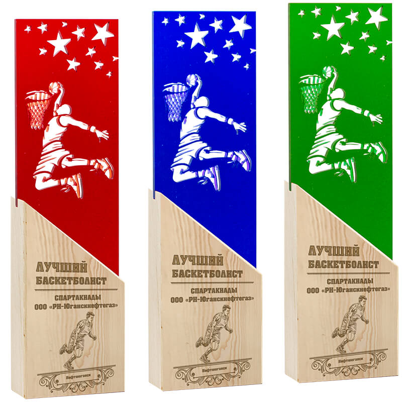 Акриловая награда с лазерной гравировкой баскетбол