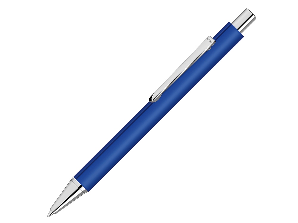 Ручка шариковая металлическая Pyra soft-touch с зеркальной гравировкой, синий
