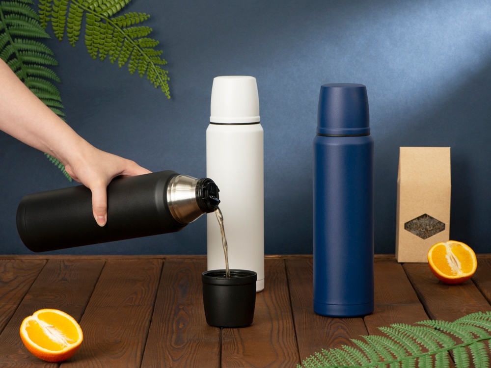 Термос с чашей и двойными медными стенками Stern, 1 л, белый