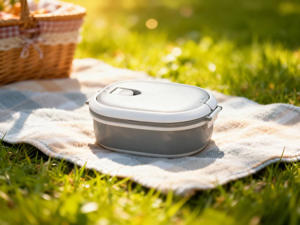 Ланч-бокс Hotty 750 мл для микроволновой печи, серый/белый