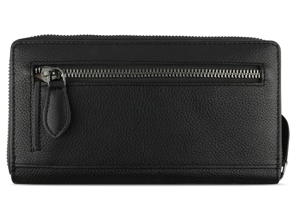 Кошелёк женский BUGATTI Bella, с RFID защитой, чёрный, воловья кожа/полиэстер, 18,5х2,5х10 см