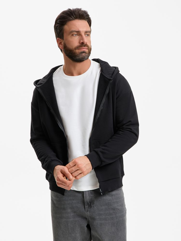 Толстовка унисекс оверсайз Sartoro, черная Толстовка унисекс оверсайз Sartoro, черная