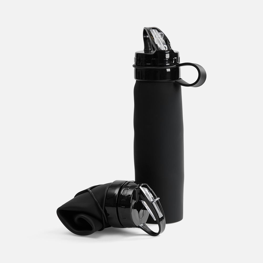Складная бутылка для воды Langfossen, черная Складная бутылка для воды Langfossen, черная