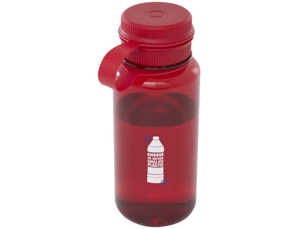 Спортивная бутылка Ryder из переработанного ПЭТ-пластика объемом 900 мл с многофункциональной крышкой, сертифицированная RCS - Красный