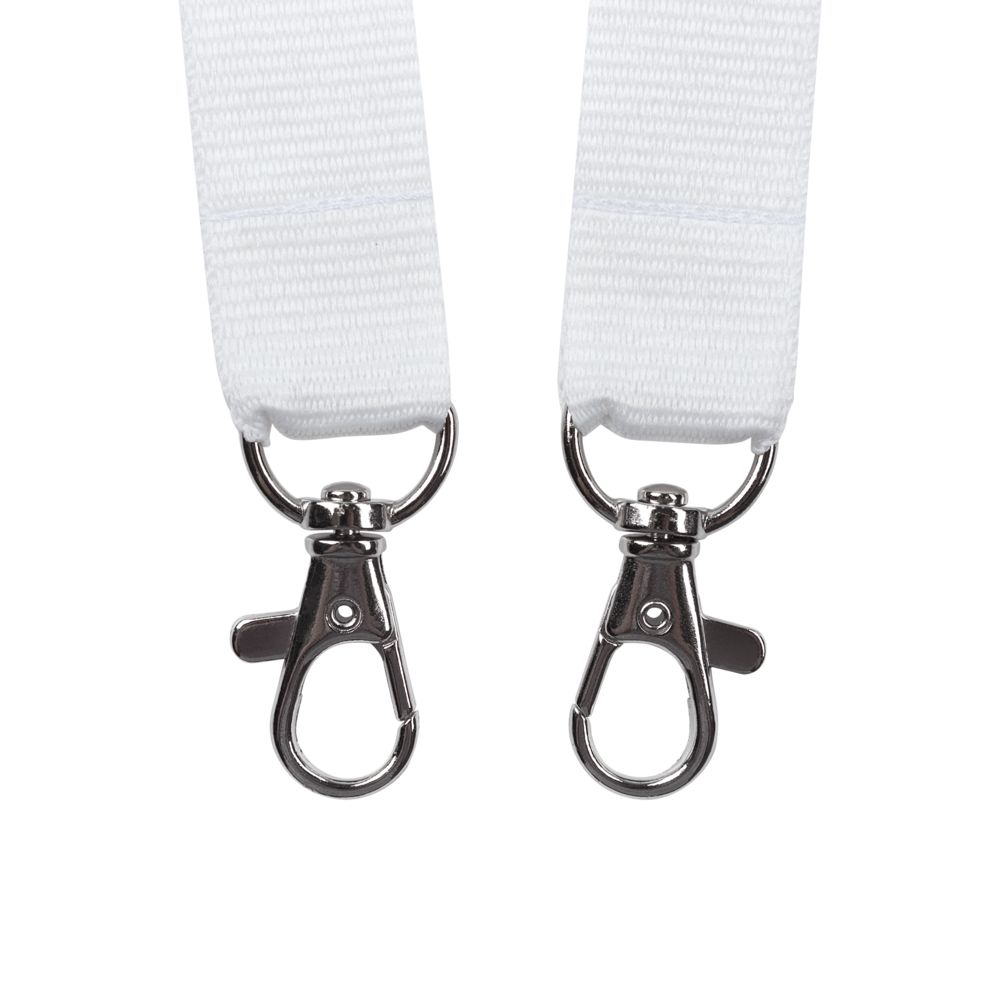 Лента для бейджа с 2 карабинами Carabine Duo, белая Лента для бейджа с 2 карабинами Carabine Duo, белая