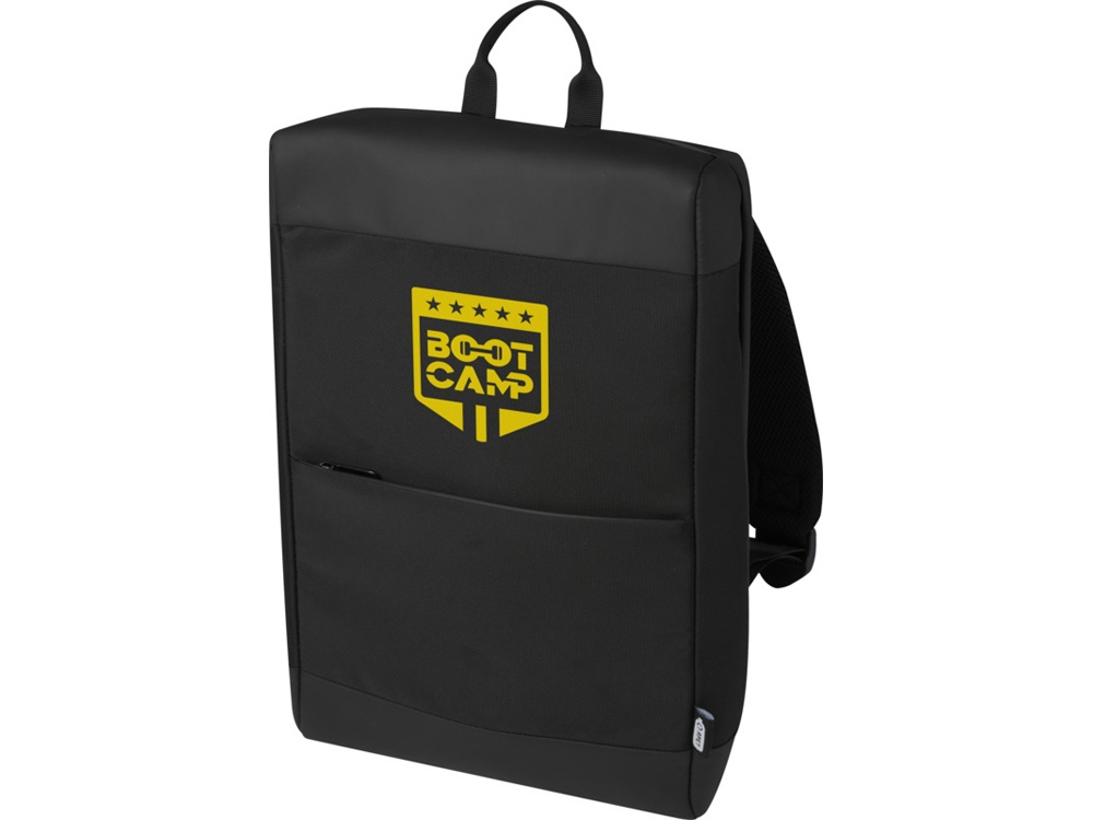 Рюкзак Rise для ноутбука с диагональю экрана 15,6 дюйма, изготовленный из переработанных материалов согласно стандарту GRS - сплошной черный