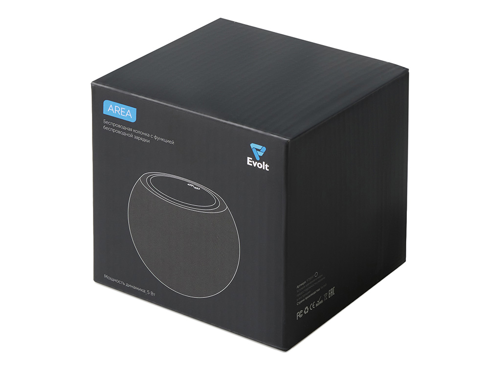 Портативная колонка с беспроводной зарядкой Ареа, 5 Вт Портативная колонка с беспроводной зарядкой Ареа, 5 Вт
