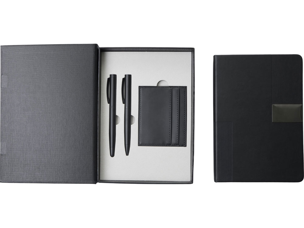 Подарочный набор Goethe с блокнотом А5, 2-мя ручками и картхолдером, черный