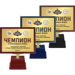 Награда с плакеткой и с УФ печатью на металле (бордовая)