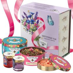 Подарочный набор "Весенний букет" с вареньем и цветочным чаем