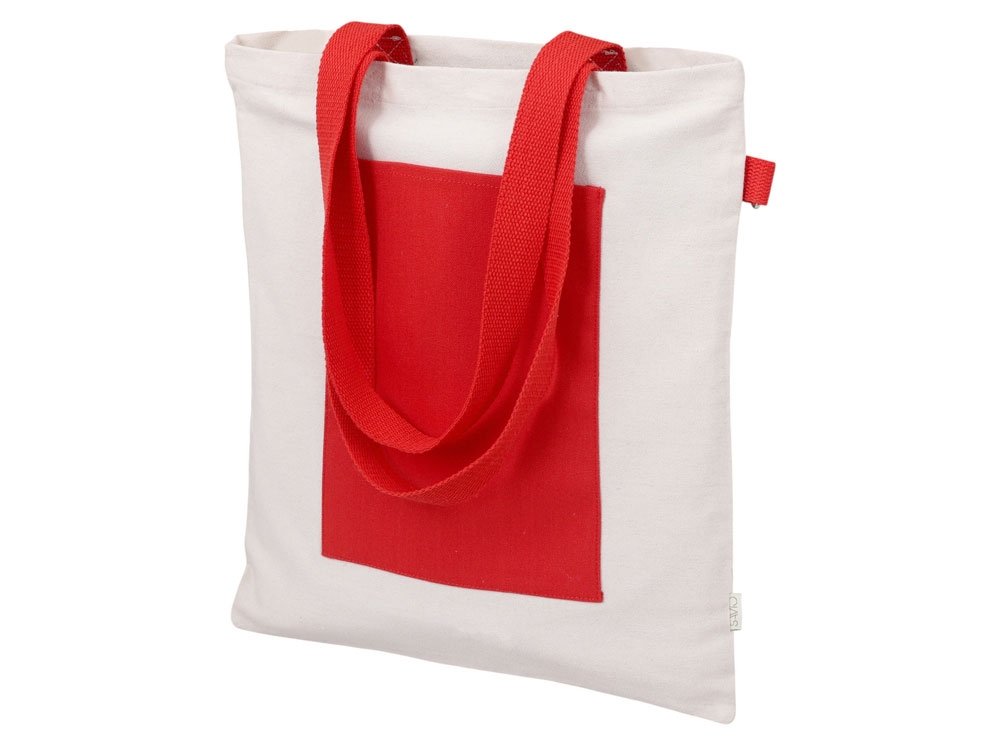 Сумка для покупокTopiс из переработанных материалов с наружным цветным карманом, красный Сумка для покупокTopiс из переработанных материалов с наружным цветным карманом, красный