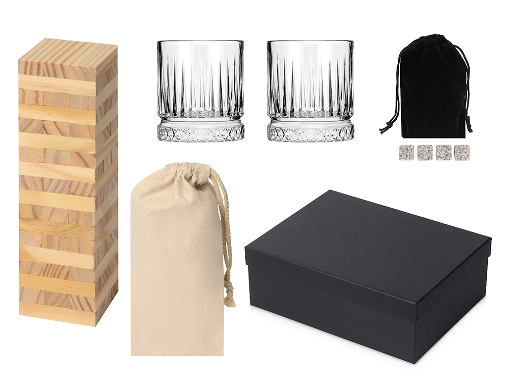 Подарочный набор с бокалами и дженгой