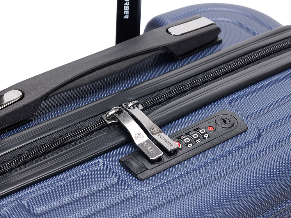 Чемодан TORBER Onego, синий, ABS-пластик, 59,5 х 39,5 х 24 см, 46 л
