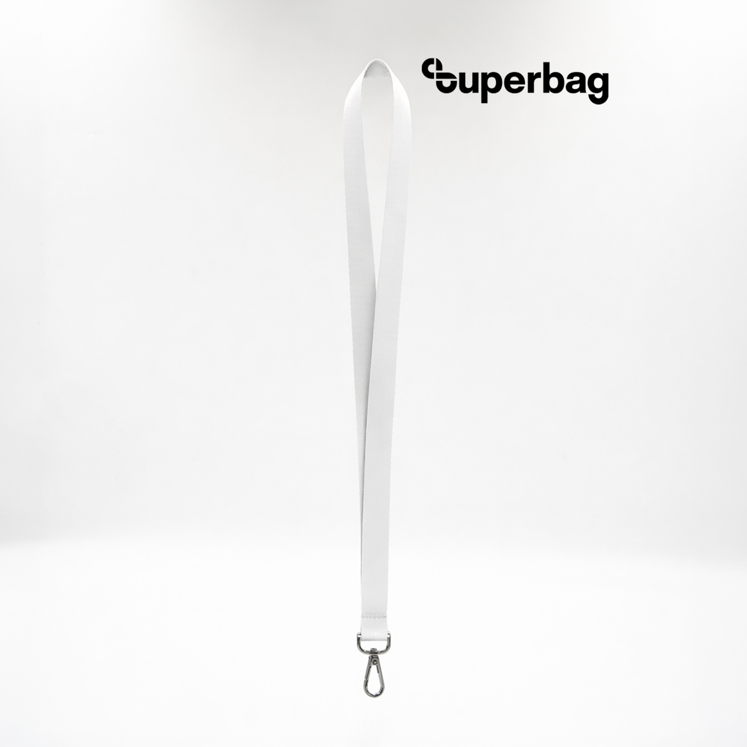 Лента для бейджа Flat, с карабином (белый)