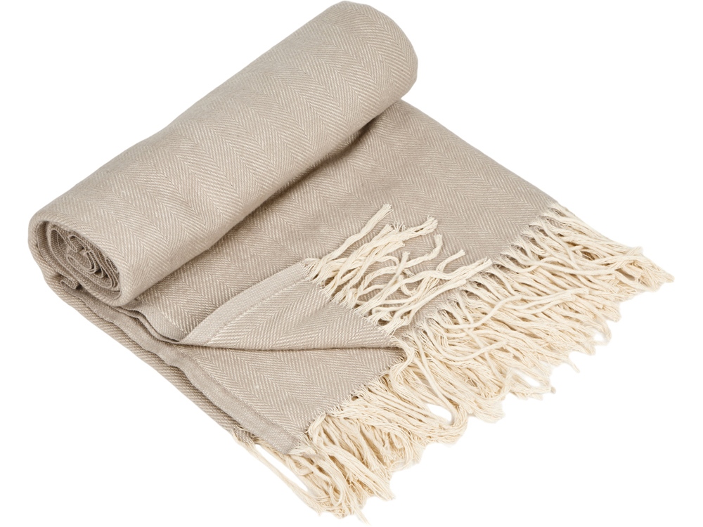 Плед Ёлочка 145х180 см. ПРЕМИУМ (бежевый однотонное)