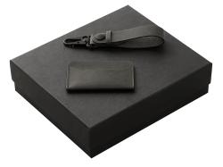 Подарочный набор Long River: картхолдер, ремешок для ключей (без лого Long River), черная коробка