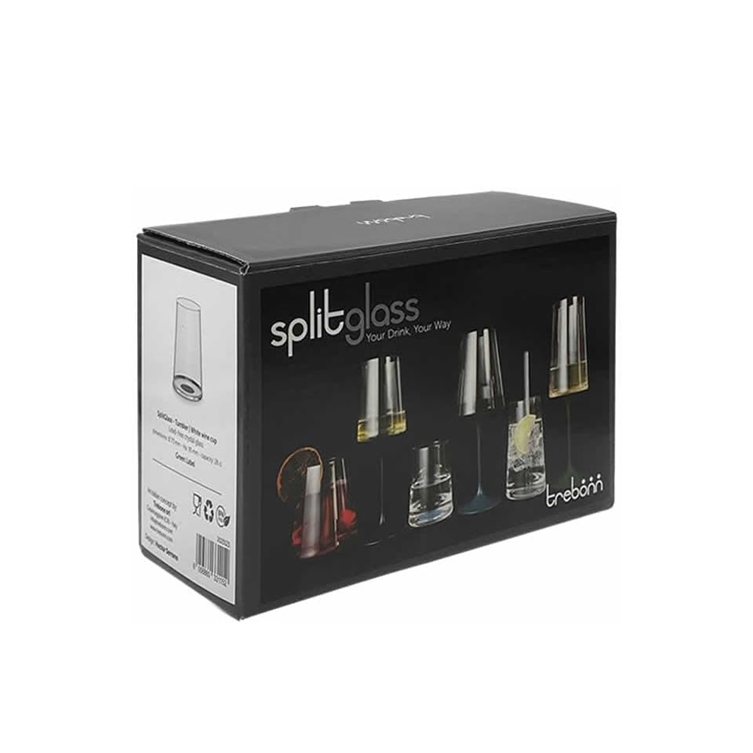 Хрустальный бокал для белого вина на магните Trebonn SplitGlass, 2 шт, 280 мл