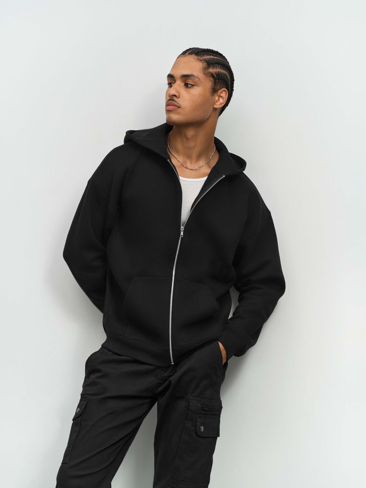 Толстовка унисекс на молнии Jelo, черная Толстовка унисекс на молнии Jelo, черная