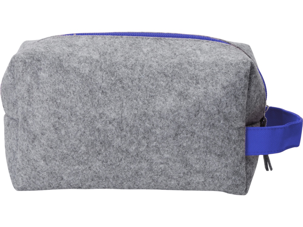 Косметичка из РПЕТ фетра с ручкой Felt, серый с синим