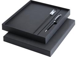 Набор Legato Elegance из блокнота формата А5 в твердой обложке и ручки-роллера, черный/черный