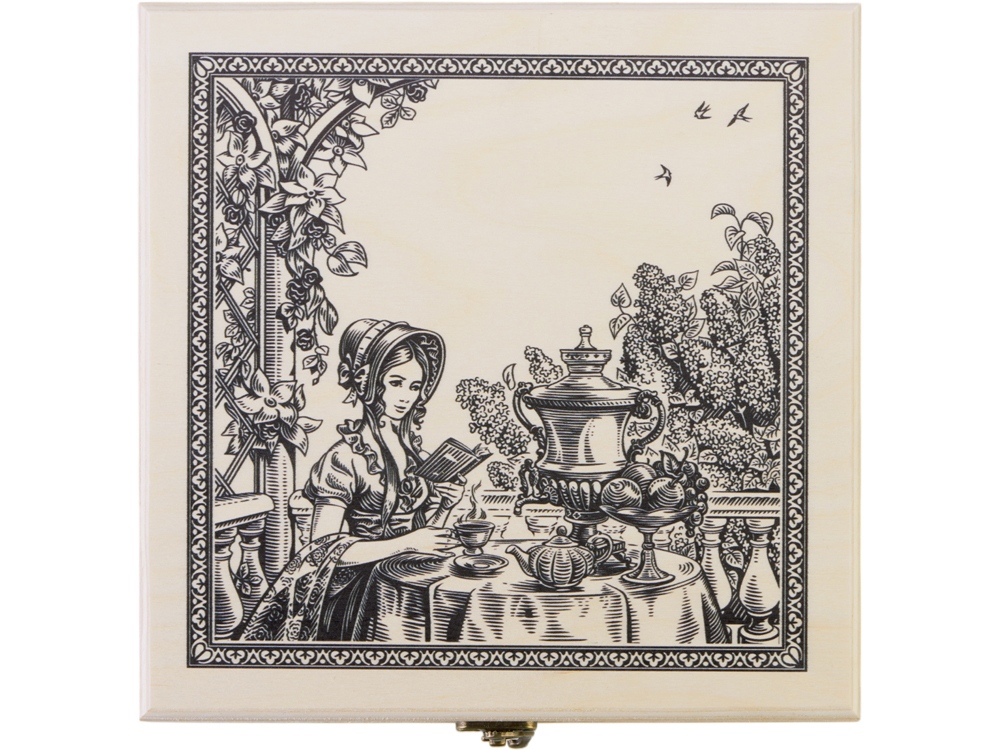 Подарочный набор с чаем Чайный букет в деревянной шкатулке, натуральный