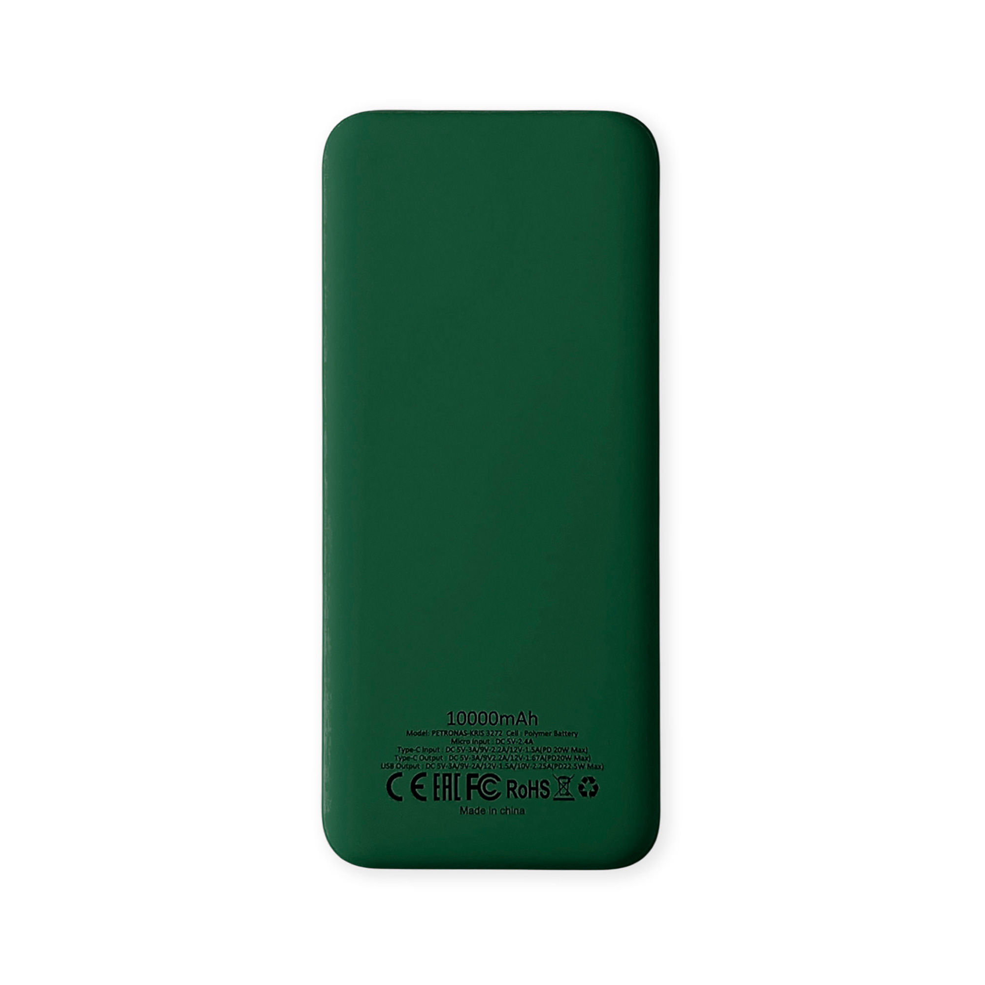 Внешний аккумулятор Kris soft touch, 10000mAh (Тёмно-зелёный)