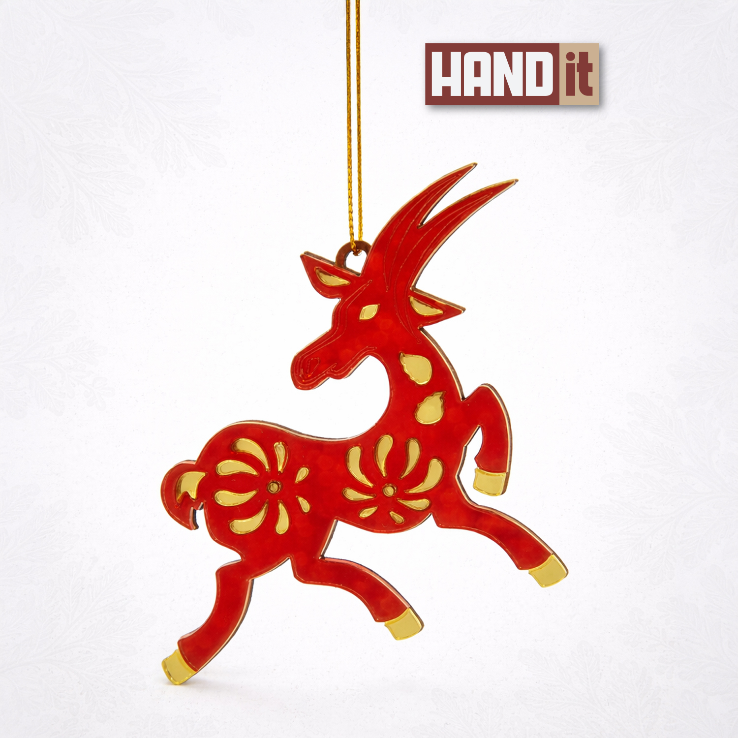 Ёлочная игрушка Коза (красный с золотом) Ёлочная игрушка Коза (красный с золотом)