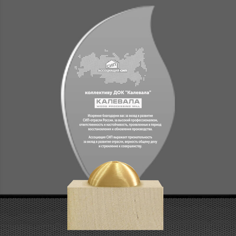 Акриловая награда с лазерной гравировкой Акриловая награда с лазерной гравировкой