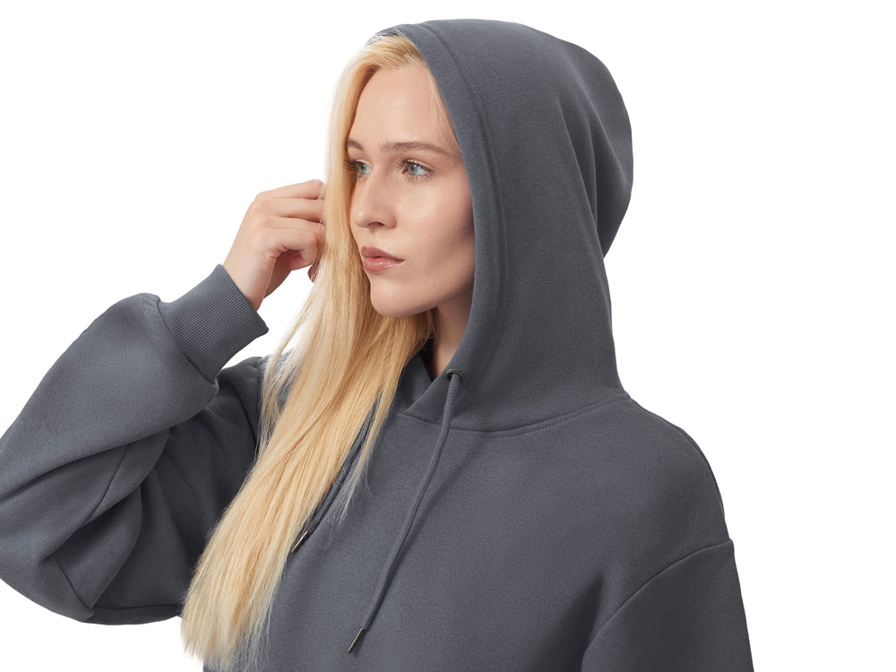 Толстовка с капюшоном оверсайз Lisbon унисекс, темно-серый