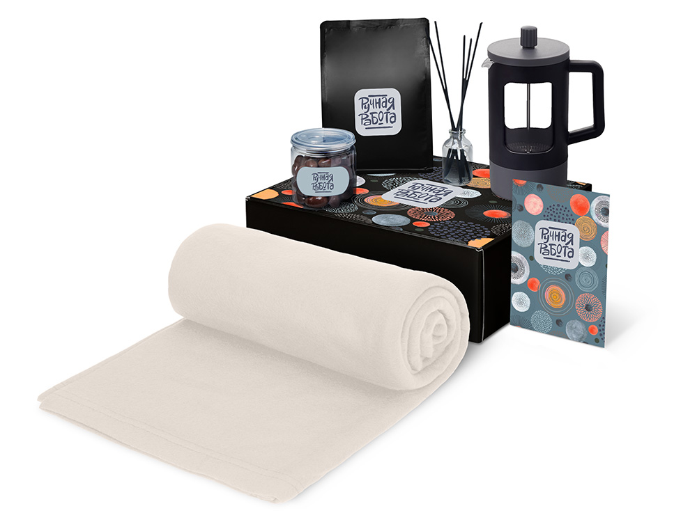 Подарочный набор Re:y. Vive с пледом, френч-прессом и кофе Подарочный набор Re:y. Vive с пледом, френч-прессом и кофе