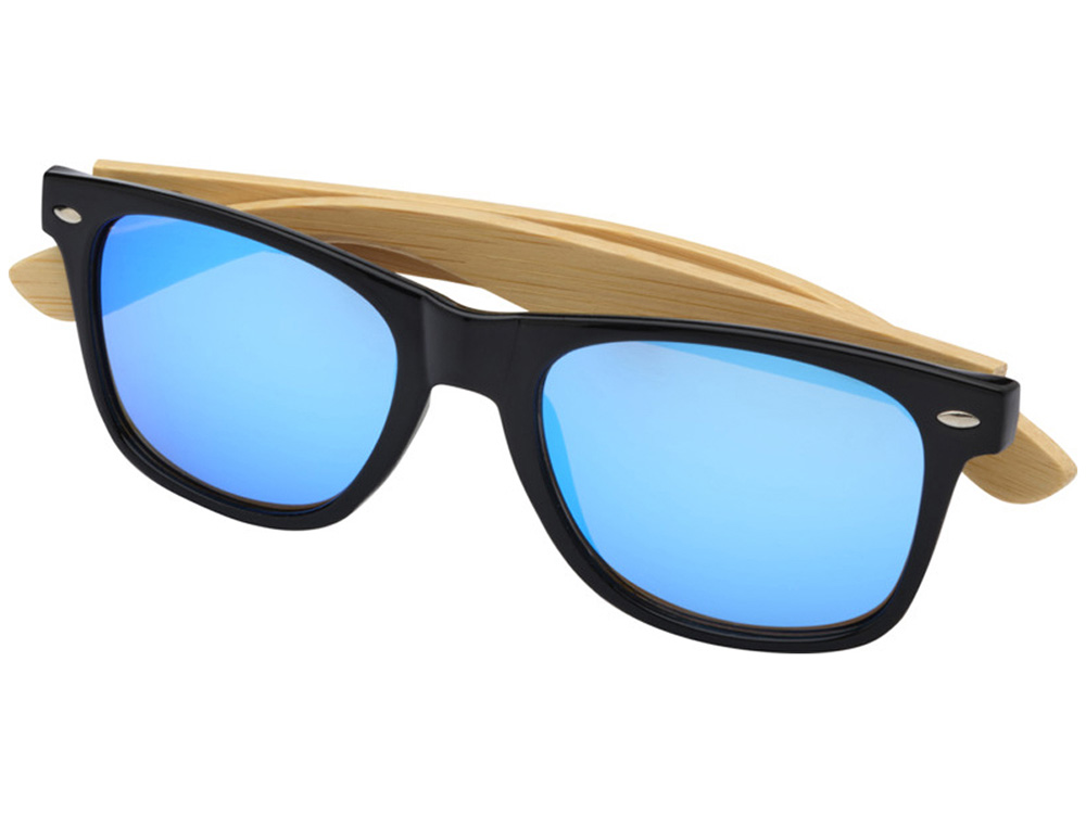 Солнцезащитные очки Hue с бамбуковыми дужками - Cиний / Натуральный