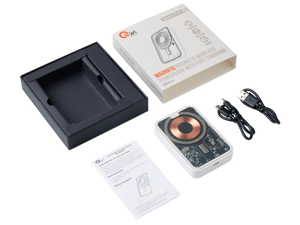 Беспроводной магнитный внешний аккумулятор с QC\PD MagnifIQ, 10000 мАч, 15 Вт, белый