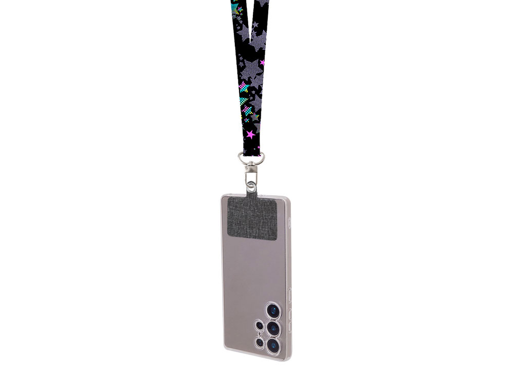 Ланъярд 2,5 см под сублимацию с трендовым карабином и большим держателем для телефона из ПЭ