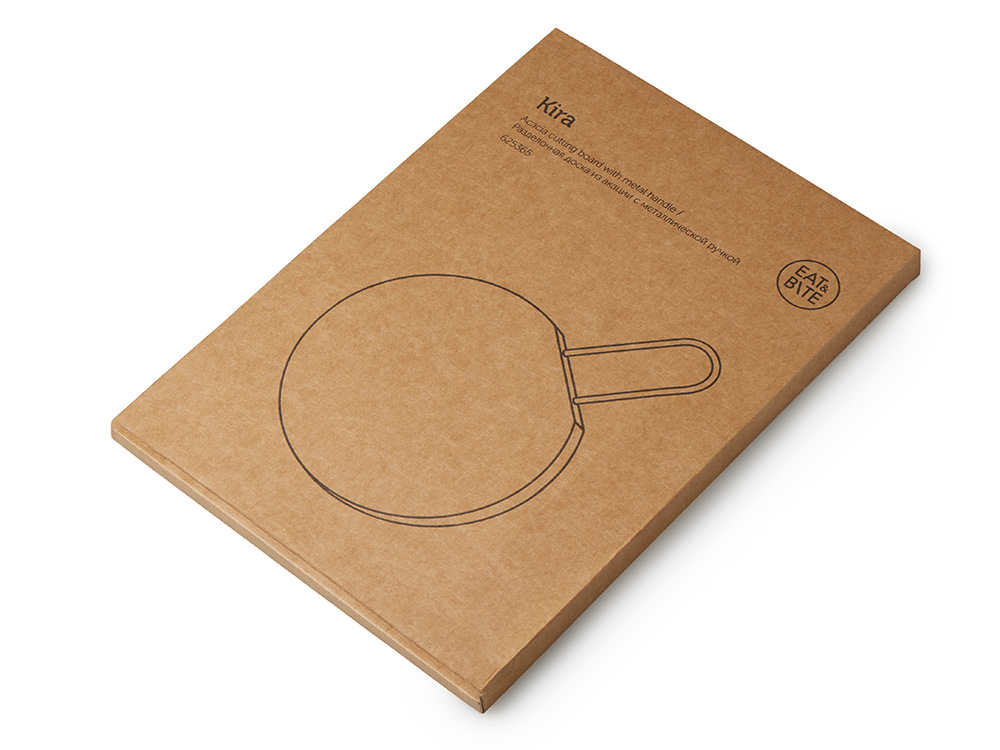 Деревянная круглая доска из акации с металлической ручкой Кира Деревянная круглая доска из акации с металлической ручкой Кира