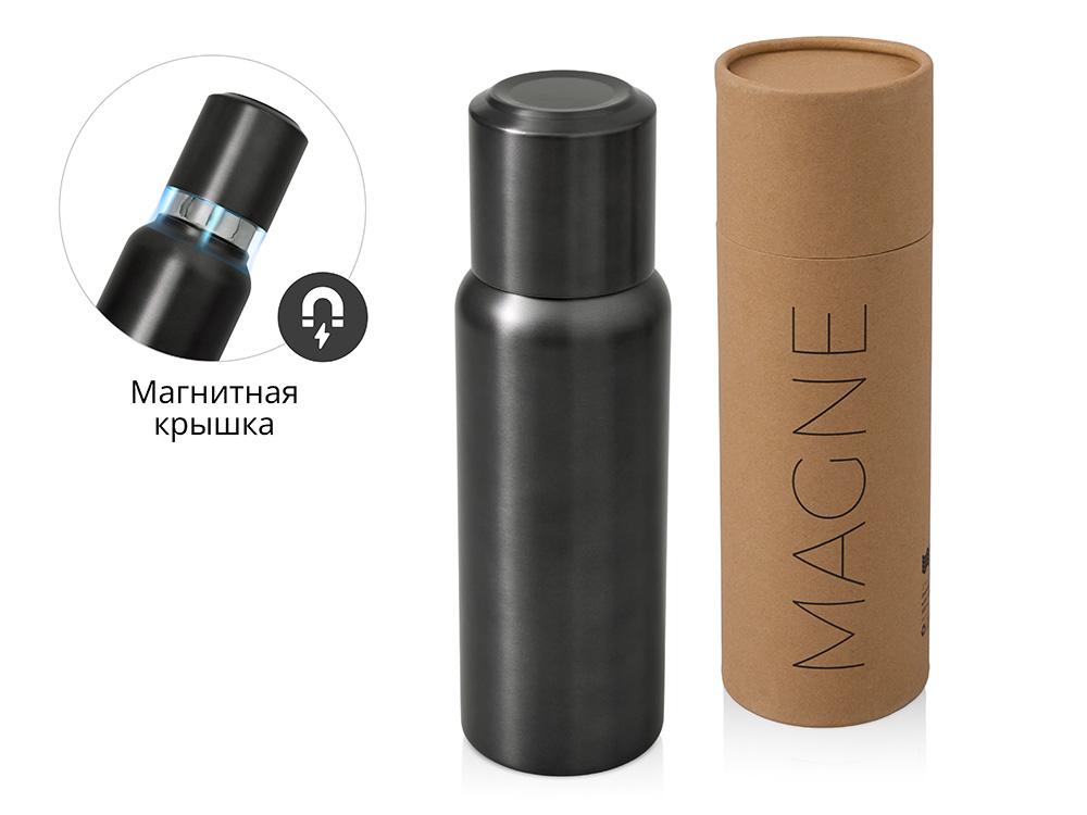 Вакуумный термос c магнитной крышкой Magne, 500 мл, темно-серый Вакуумный термос c магнитной крышкой Magne, 500 мл, темно-серый