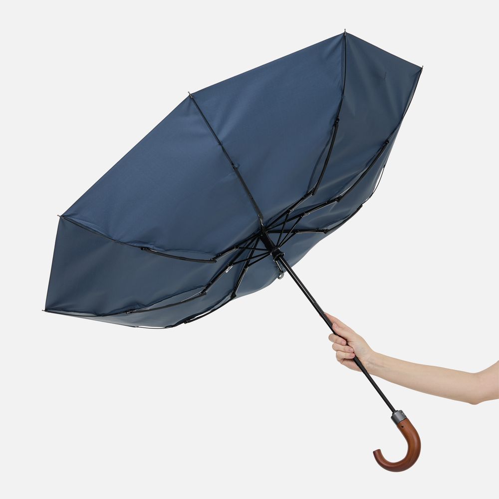 Зонт складной Classic, темно-синий с темной ручкой Зонт складной Classic, темно-синий с темной ручкой