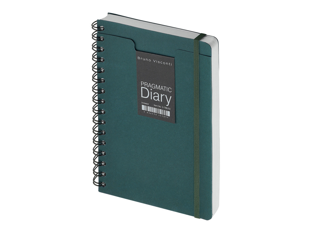 Ежедневник недатированный на гребне А5 Pragmatic, темно-зеленый