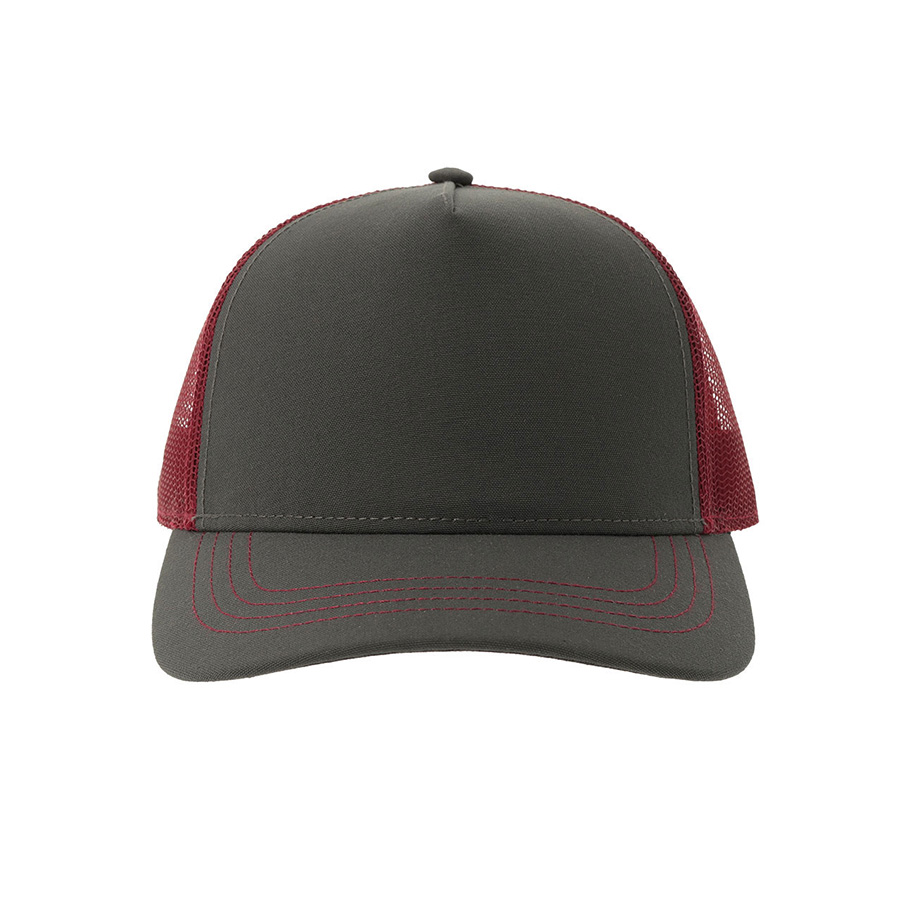 Бейсболка "RAPPER CANVAS-S", 5 клиньев, т.сер./красн, пласт.заст., 100% перераб. полиэстер, 270 г/м2