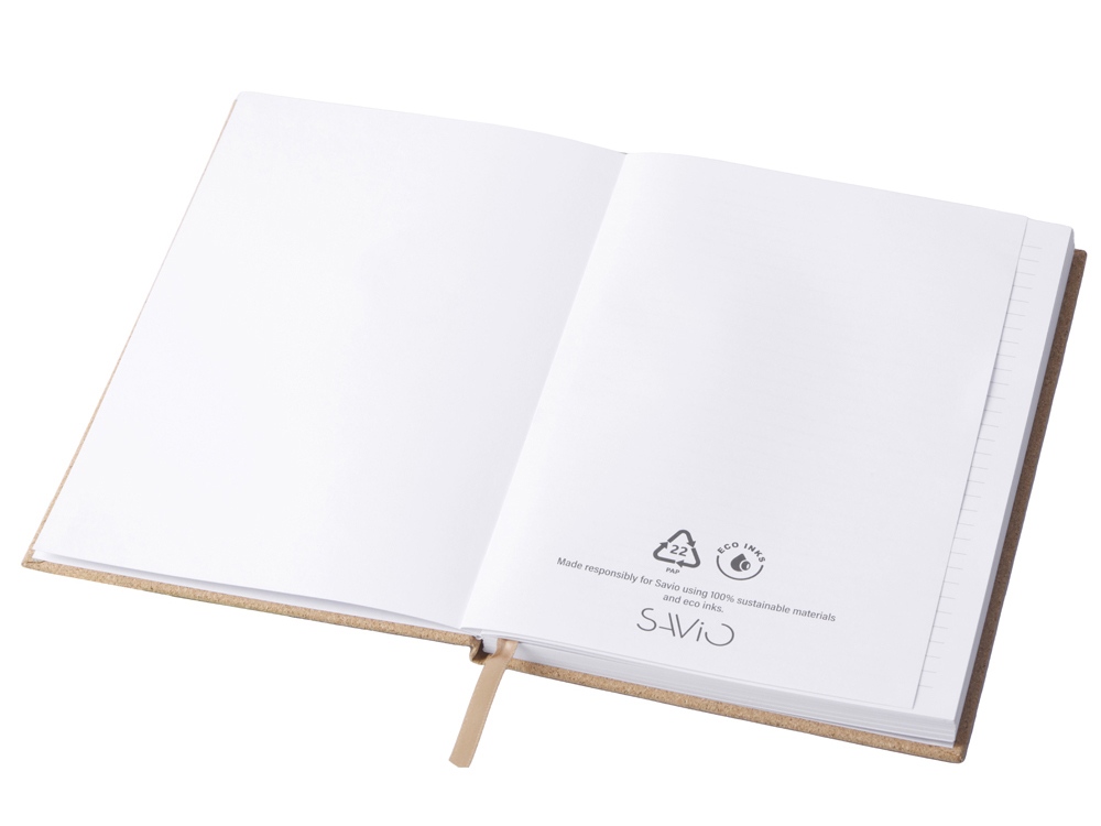 Блокнот из пробки А5 Passiflora, твердая обложка, 80 листов 80 гр/м2 переработанной белой бумаги,