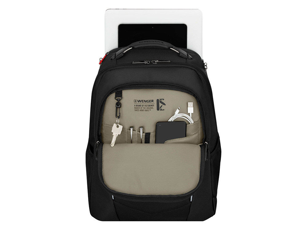 Рюкзак WENGER ALTAIR 15.6, черный, переработанный ПЭТ/Полиэстер, 32х21х44 см, 22 л.