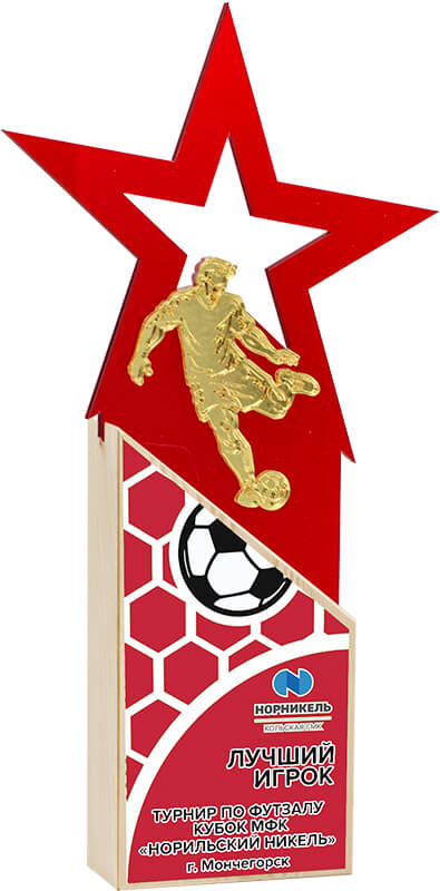 Акриловая награда с УФ печатью футбол