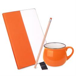 Подарочный набор LAST SUMMER: бизнес-блокнот, кружка, карандаш чернографитный, оранжевый
