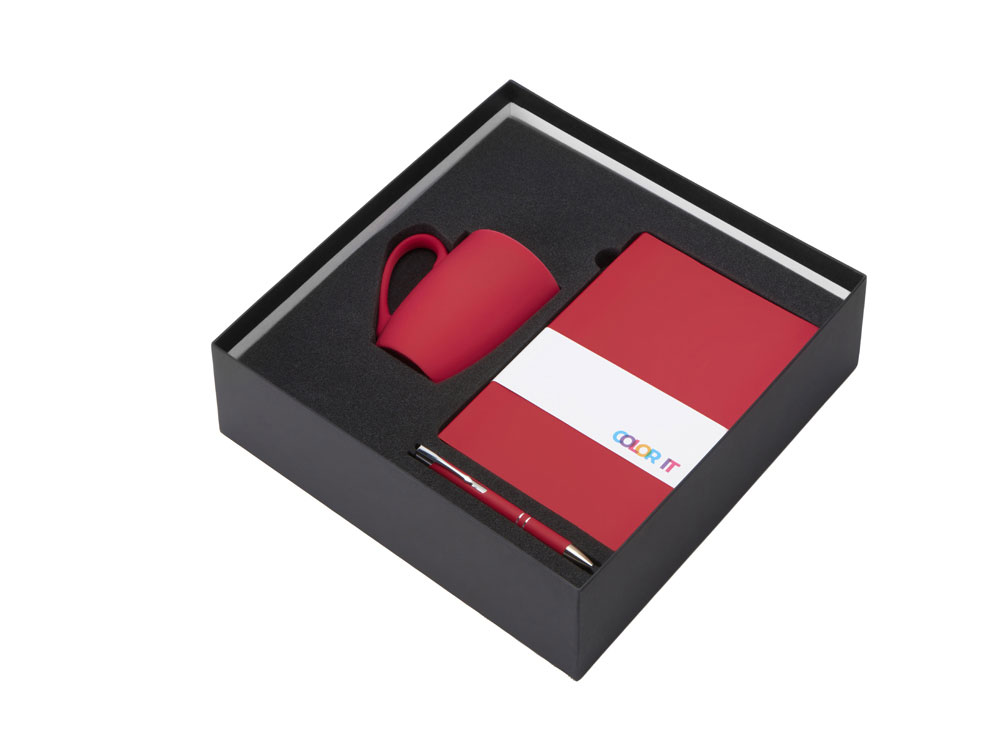 Подарочный набор с блокнотом С3, металлической ручкой и кружкой, красный