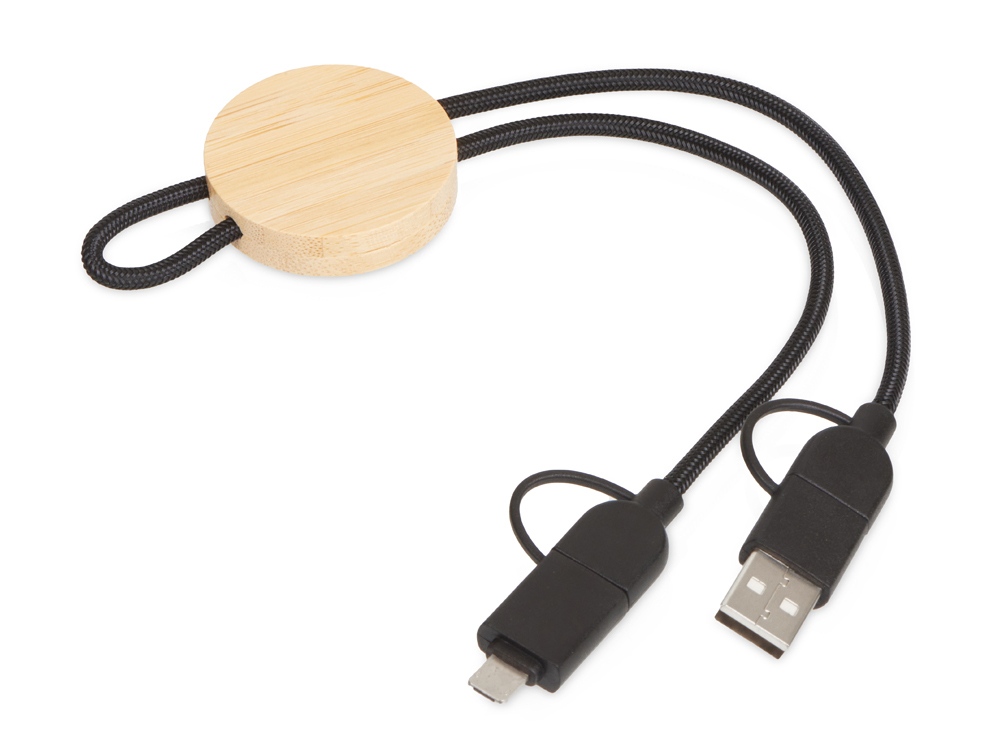 Универсальный зарядный кабель из переработанных ПЭТ и ТПЕ Acalypha, быстрая зарядка 25 Вт, черный