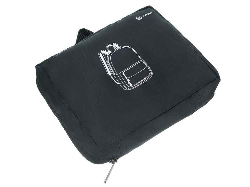 Рюкзак складной TORBER, черный, полиэстер, 49x33x12 см Рюкзак складной TORBER, черный, полиэстер, 49x33x12 см