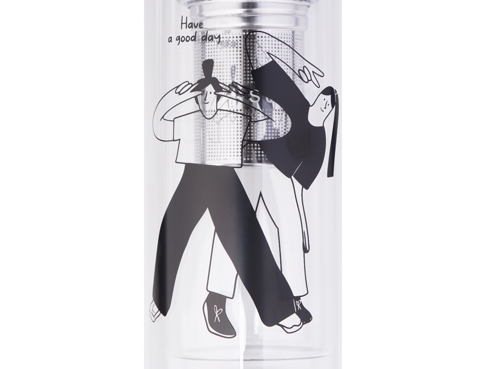 Стеклянная термобутылка Glassir, 500мл, черный (трафаретная печать круговая)