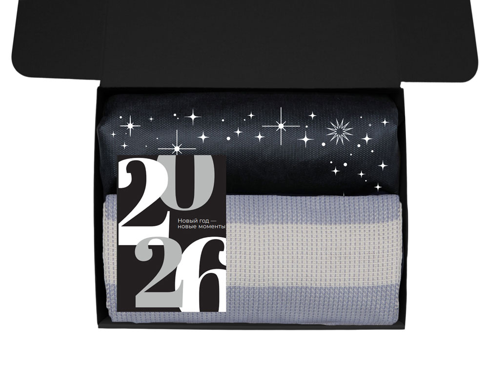 Подарочный набор c пледом, термосом, свечой и миндалем, красный