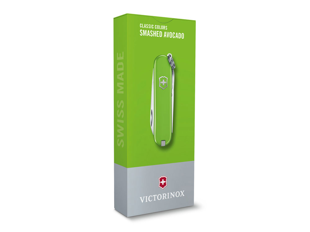 Нож-брелок VICTORINOX Classic SD Colors Smashed Avocado, 58 мм, 7 функций, салатовый