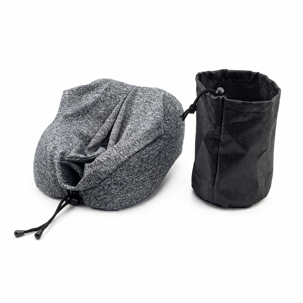 Подушка для путешествий с капюшоном Shon, тёмно-серая