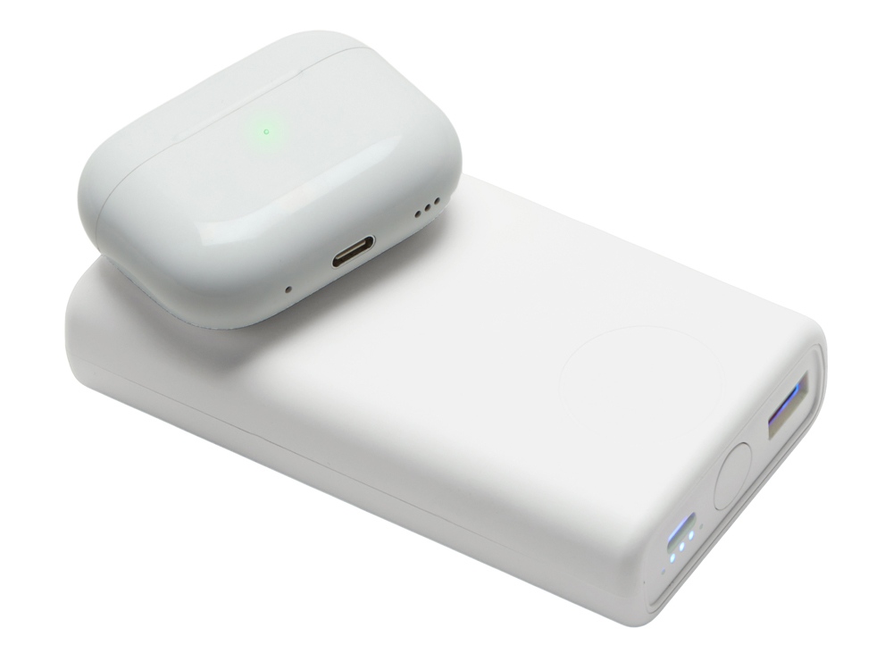 Внешний беспроводной аккумулятор 2-в-1 с функцией зарядки Apple Watch, QC/PD AtomIQ, 10000 мАч, белый